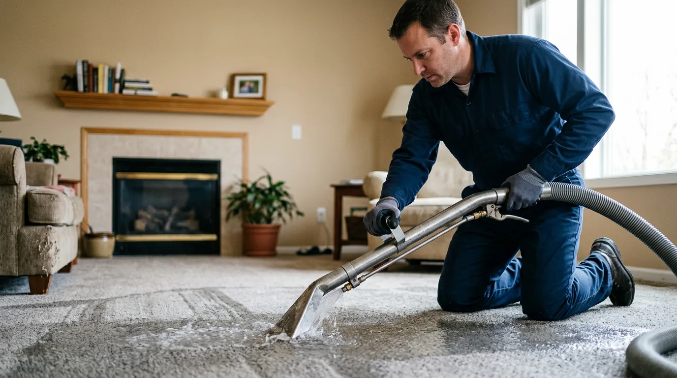 Water damage restoration technician working near Hinckley, OH